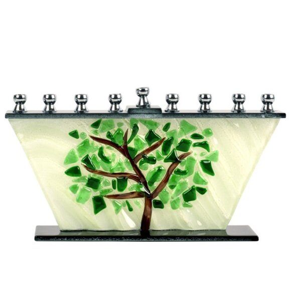 Other - Hand Crafted Glass Tree of Life Menorah